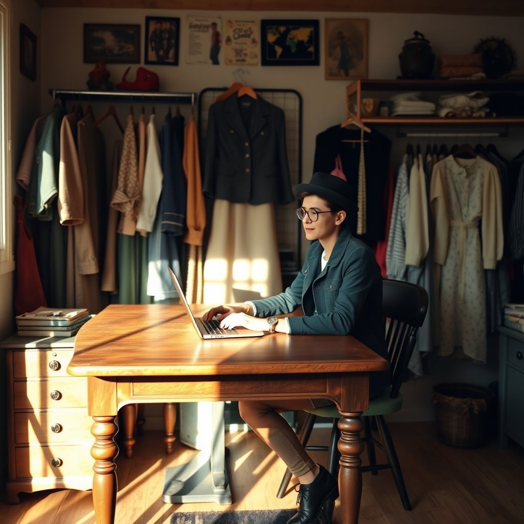 Curated vintage garments displayed