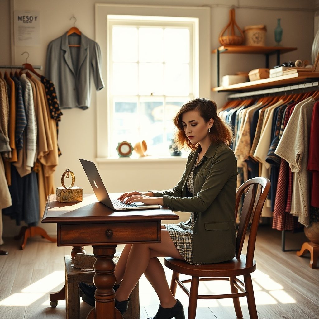 Curated vintage clothing display